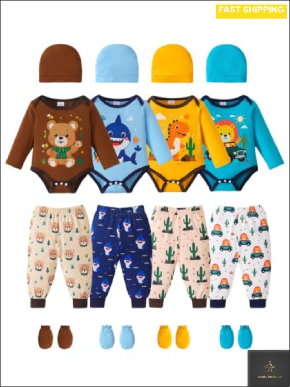 Preemie Newborn 20 Piece Baby Outfit Set Bodysuits Pants Hats Mittens 0-18M